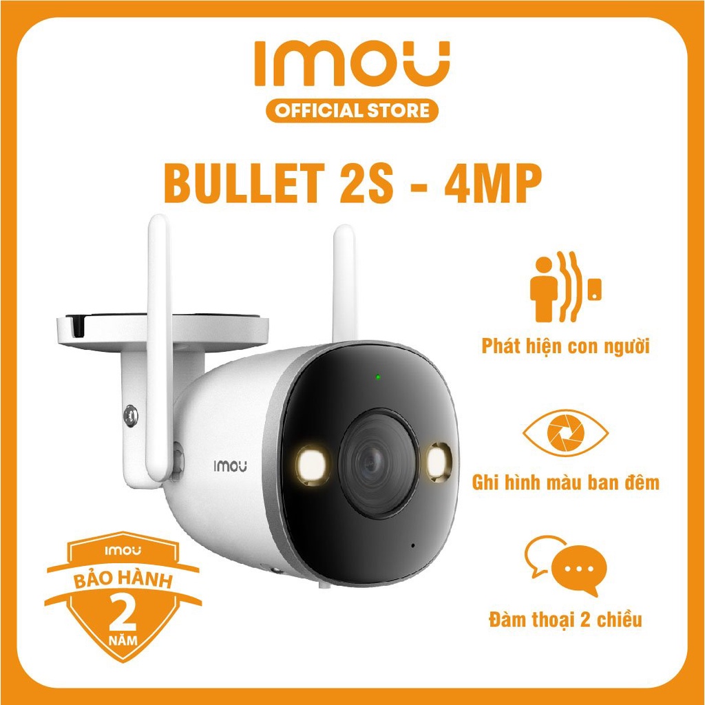 Camera Wifi Imou Bullet 2S (4MP) I Phát hiện con người I Ghi hình màu ban đêm I Đàm thoại 2 chiều I Bảo hành 2 năm