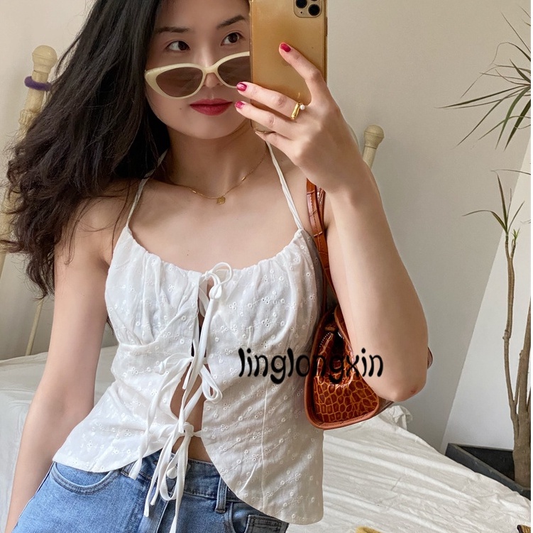 Áo Croptop 2 Dây Hở Lưng In Họa Tiết Hoa Thời Trang Mùa Hè Quyến Rũ Cho Nữ