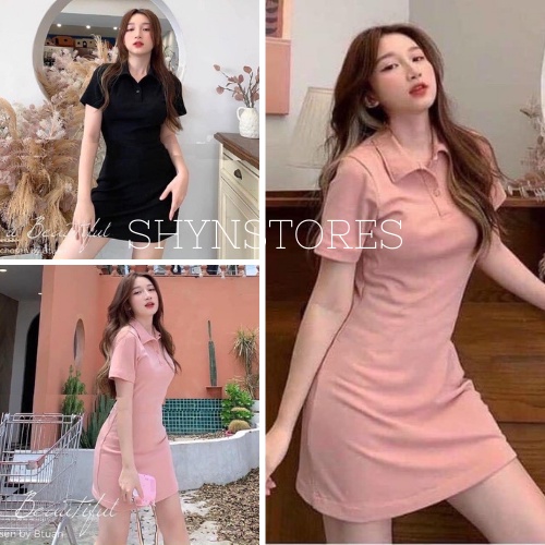 Váy Polo Shynstores - váy suông nữ cổ bẻ trên gối vải cotton 4 chiều dày đẹp freeship