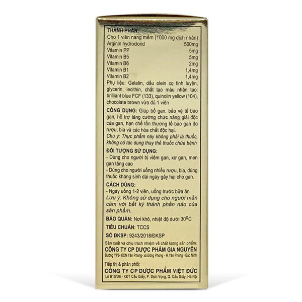 Arginine 500 – Hỗ trợ tăng cường chức năng gan, giải độc gan, bảo vệ tế bào gan (Hộp 60 viên)