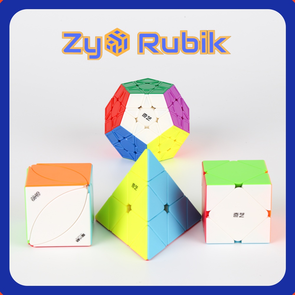 Combo 4 Rubik (Qiming -Pyraminx,Qicheng -Skewb,Qiheng S-Megaminx,Ivy cube) SET 5 QiYi ( Không Viền ) - ZyO Rubik