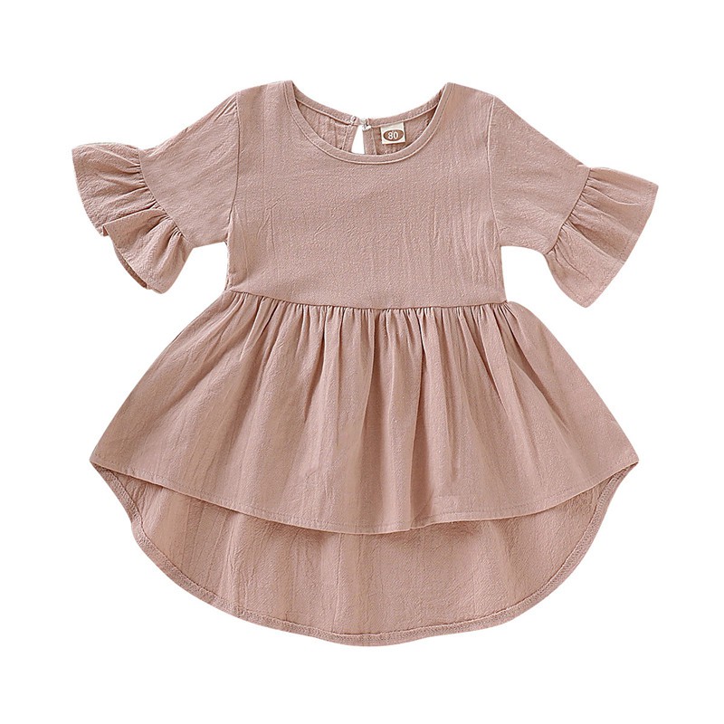 Đầm MIKRDOO cho bé gái màu trơn bằng vải cotton