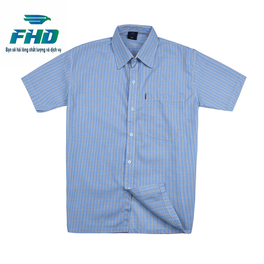 Áo sơ mi nam trung niên ngắn tay chất vải kate mềm mát đường may kỹ lưỡng form rộng từ 45-80Kg FHDA014