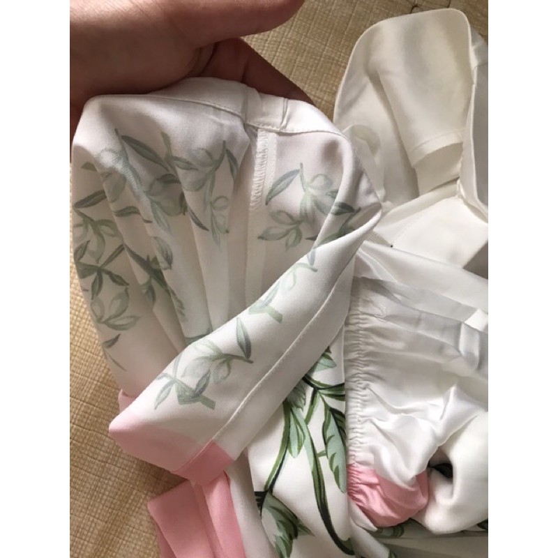 Pijama tay ngắn — tay dài quần dài CLC hoa BLoom 2021 lụa satin cao cấp quảng châu