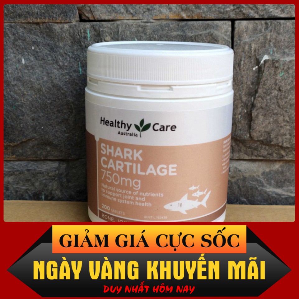 GIÁ CỰC SỐC Viên uống Shark Cartilage 750mg Sụn Vi Cá Mập Healthy Care 200 viên - Hỗ trợ xương khớp GIÁ CỰC SỐC