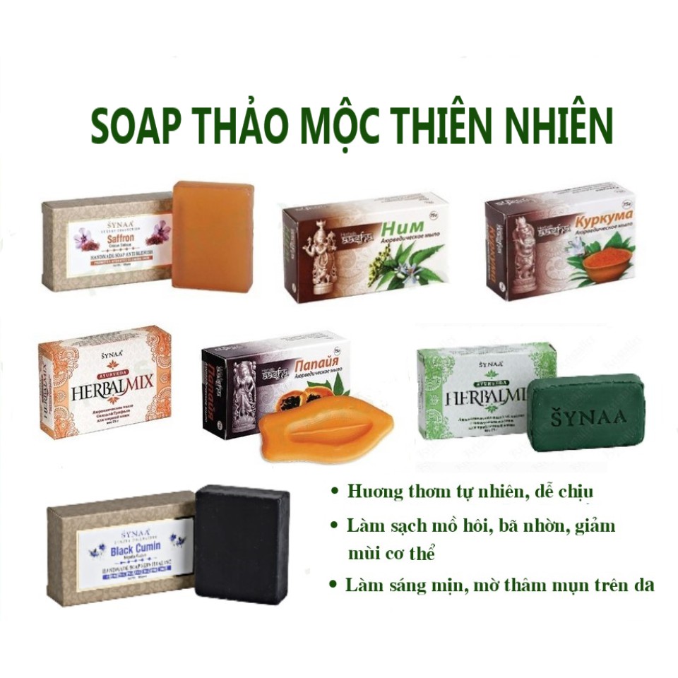 Xà bông, soap tắm thảo mộc thiên nhiên giúp giảm mụn, mùi cơ thể, dưỡng sáng và làm sạch da