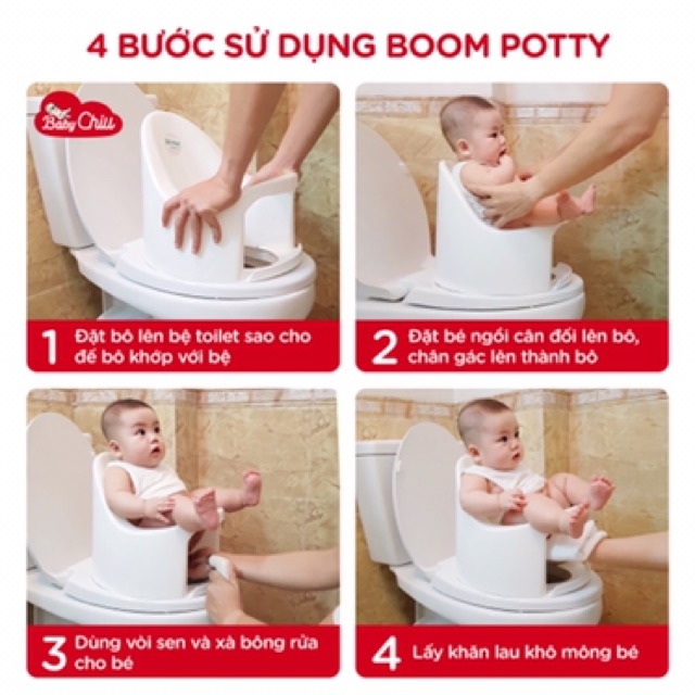 Bô vệ sinh trẻ em Boom Potty cho bé 8 tháng đến 4 tuổi có chỗ rửa trực tiếp