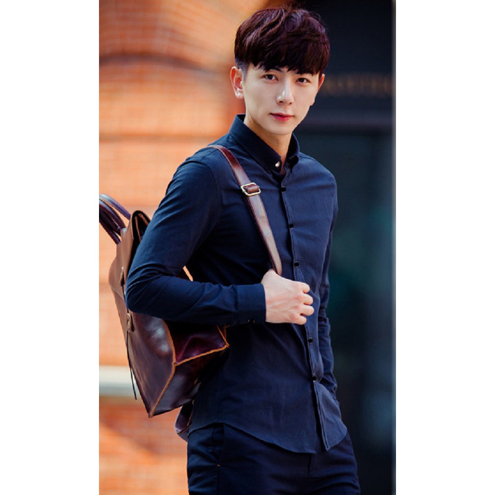 Áo Sơ mi Nam BIGSOP CT01 dài tay xanh đen