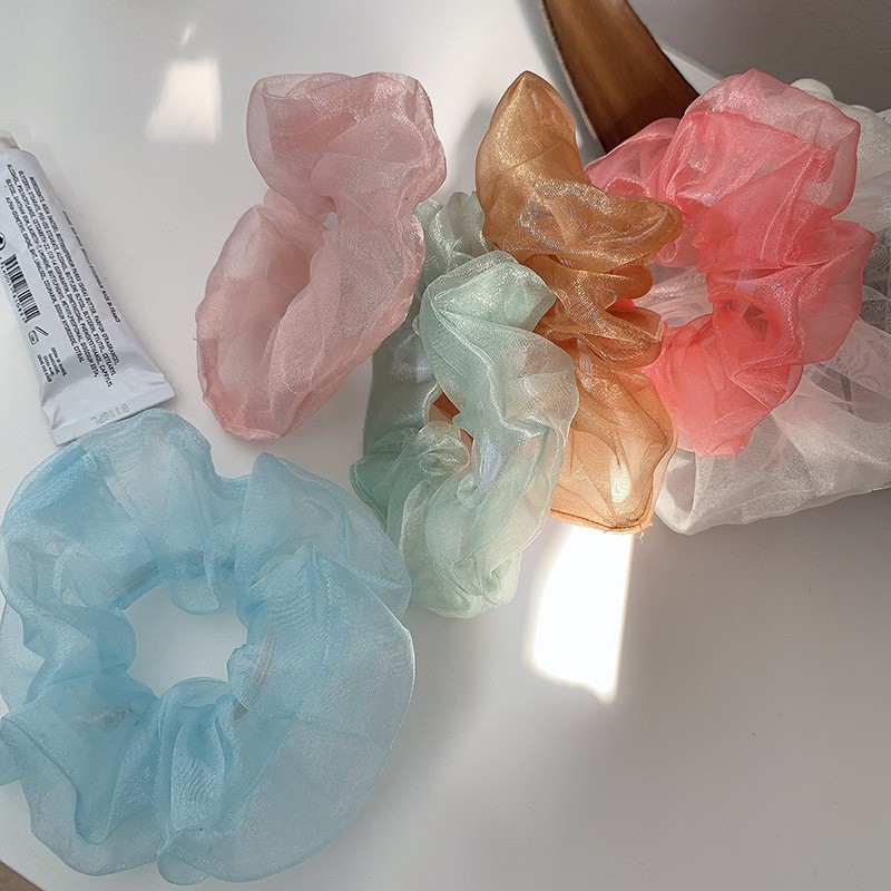 DÂY CỘT TÓC VẢI LƯỚI VOAN KÍNH CHUI BUỘC TÓC SCRUNCHIES MÀU XINH HOT TREND 2019