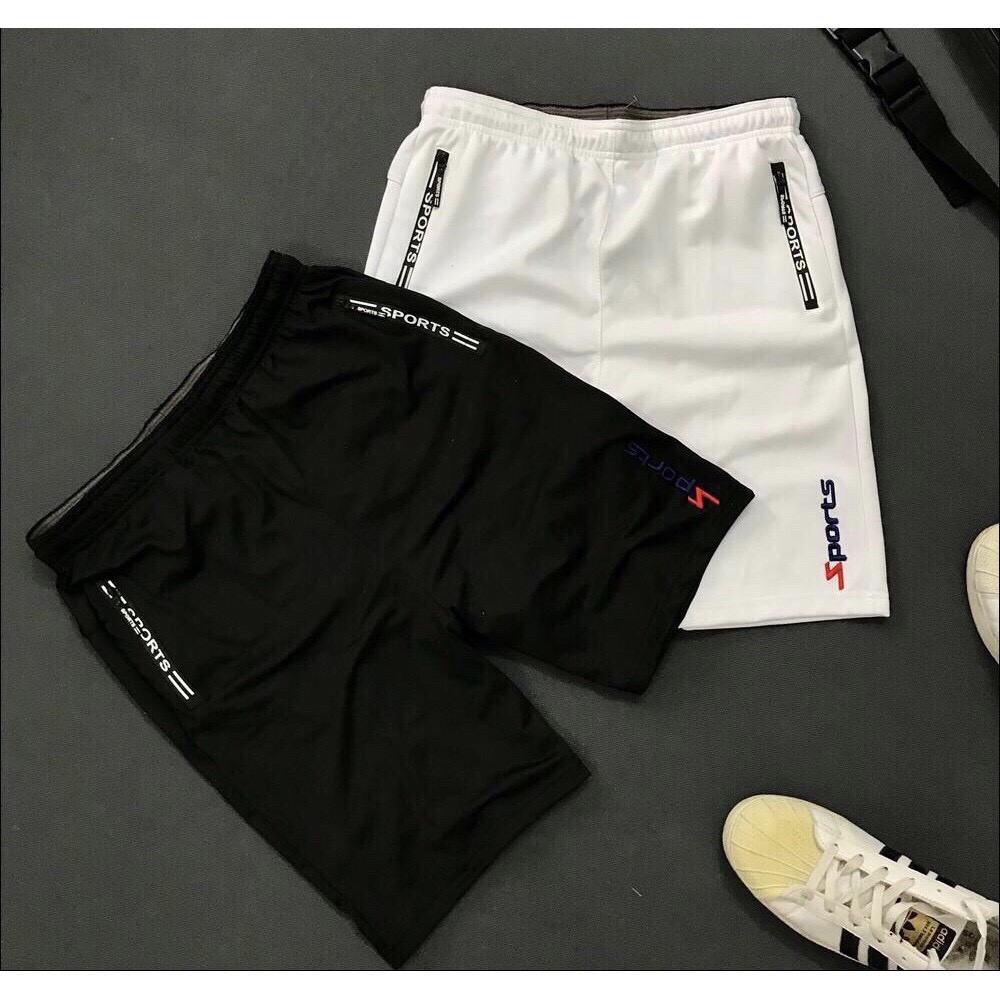 Quần short thun lạnh nam cao cấp phối dây kéo chuẩn 2021