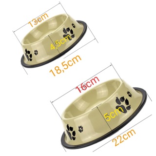 Bát Ăn Inox Chống Trượt In Hình Dấu Chân Chó Đáng Yêu