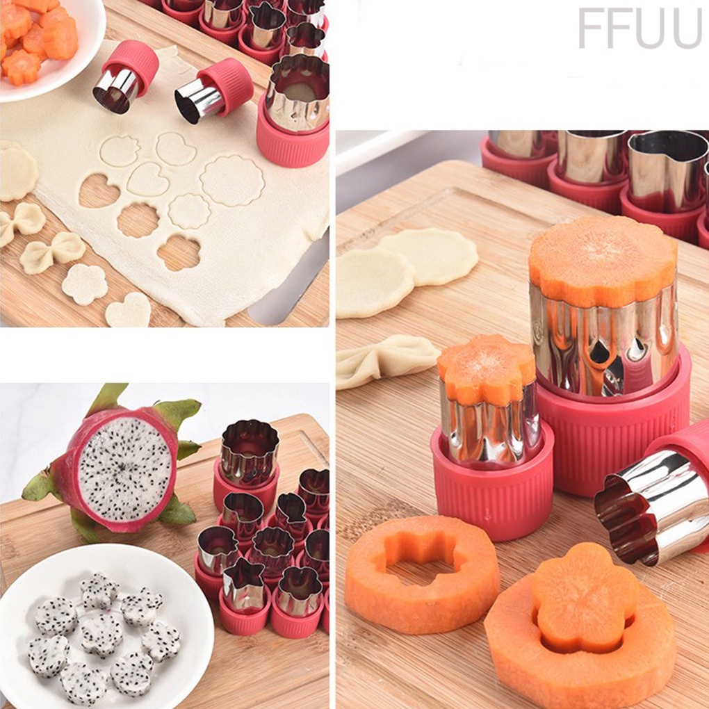 Set 12 khuôn làm bánh quy bằng thép không gỉ với vỏ nhựa có thể tháo rời