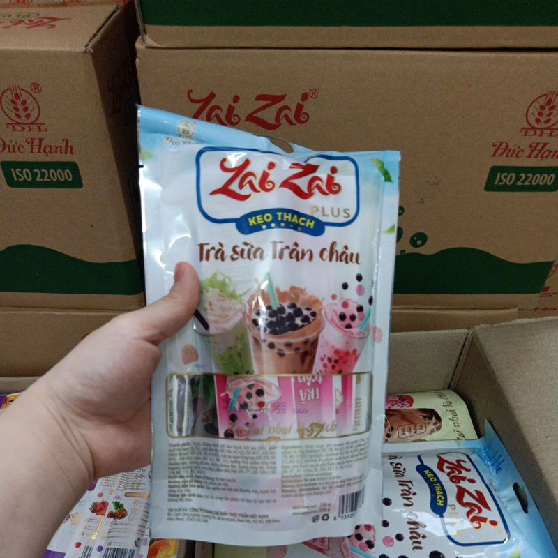 Thạch Zaizai Đức Hạnh vị trà sữa trân châu túi 320gr