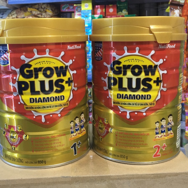 Sữa NutiFood Grow plus Diamond số 1+,số 2+ loại 850g Date luôn mới