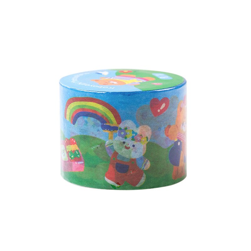 Cuộn băng keo washi họa tiết hoạt hình nhiều màu sắc.