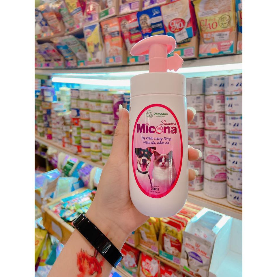Sữa Tắm Đặc Trị Viêm Nang Lông Viêm Da Nấm Da Cho Chó Mèo Micona Vemedim 200ml -Epet