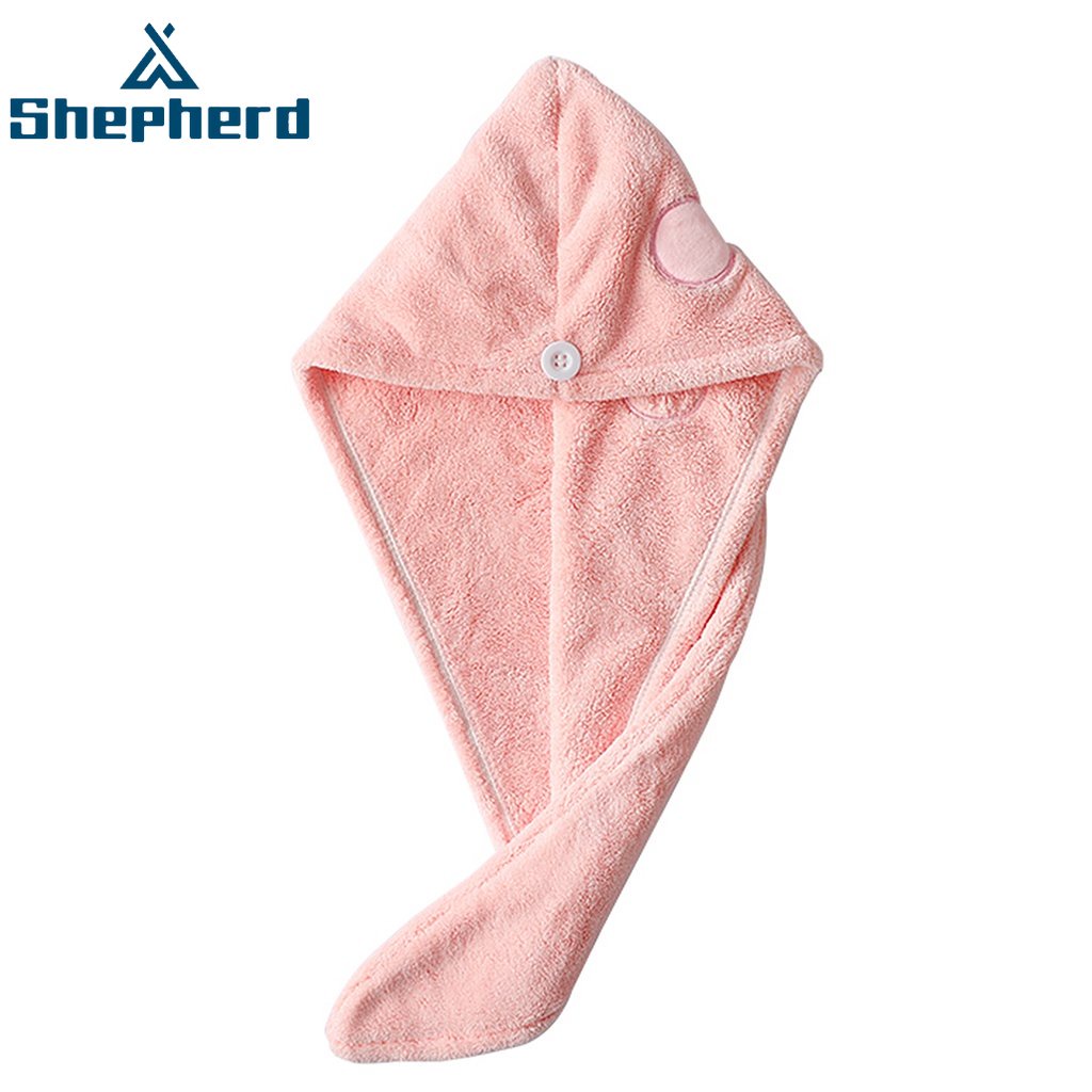 Khăn quấn tóc SHEPHERD hai lớp dày thấm hút tốt nhanh khô tiện lợi