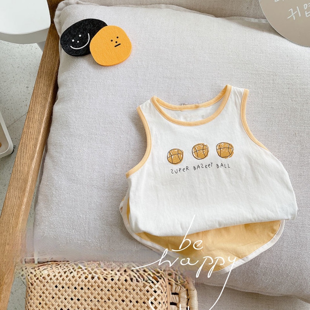 (8-18kg) Bộ ba lỗ bóng rổ cho bé trai và đồ bộ bé gái TTR75