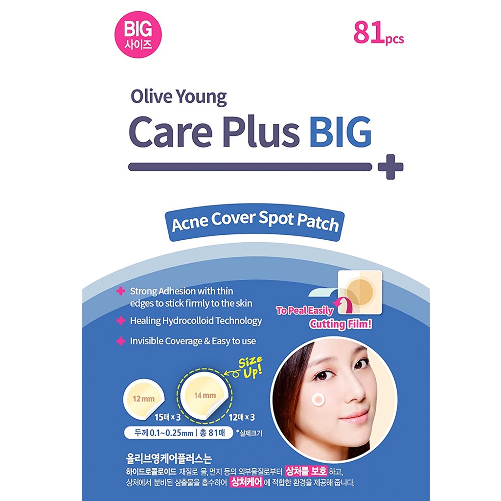 Set 102 miếng dán điều trị mụn hiệu quả Olive Young Care Plus Scar Cover Spot Patch / Heney / Big - Acne Patch