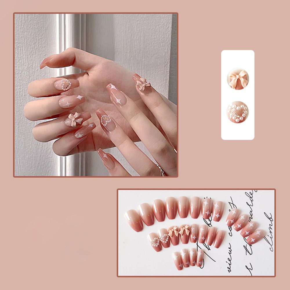 Set 24 Móng Tay Giả Có Thể Tháo Rời Che Phủ Toàn Diện Tiện Dụng