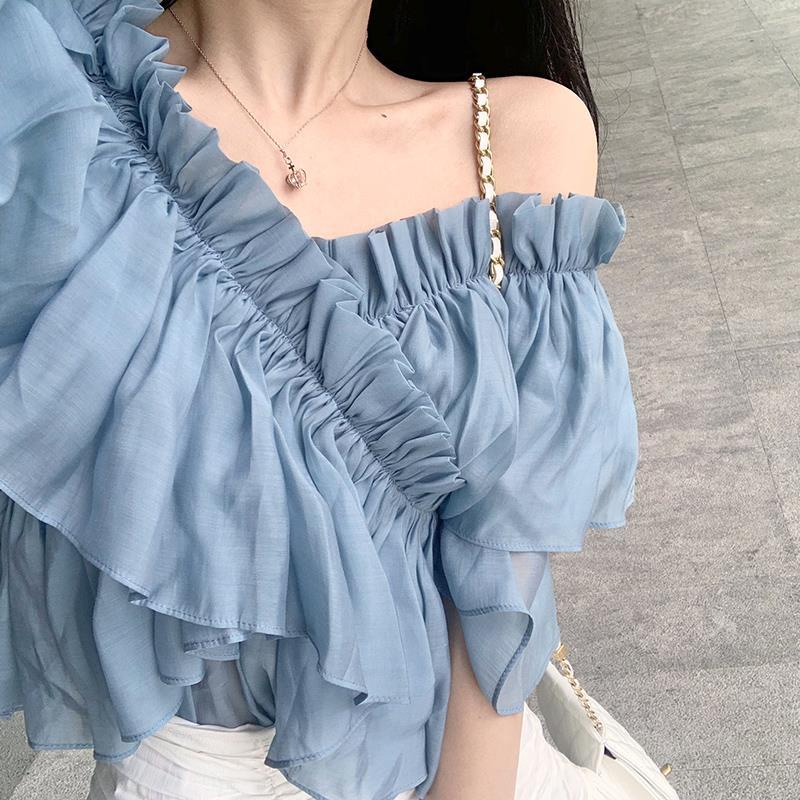 Áo Chiffon Trễ Vai Phong Cách Hàn Quốc Thời Trang Mùa Hè Hàng Mới Dành Cho Bạn Nữ