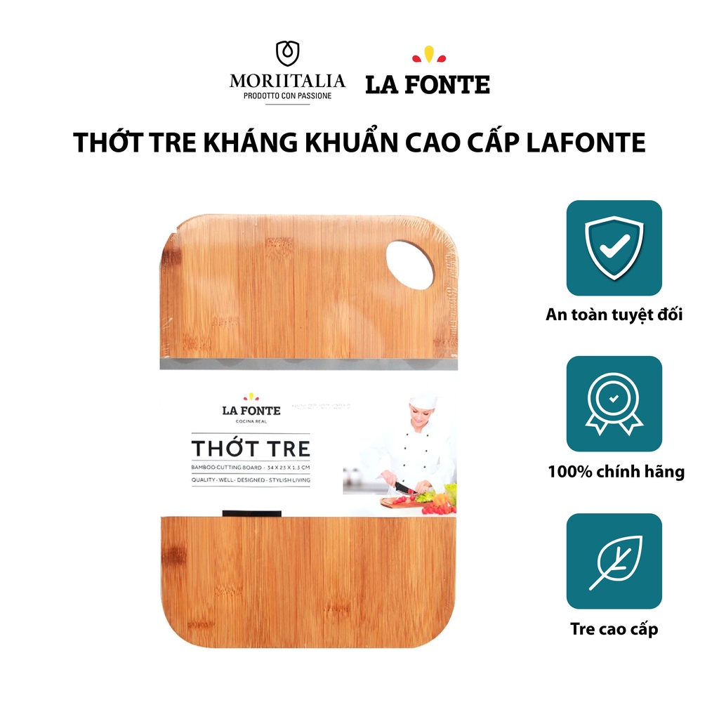 [Mã BMBAU50 giảm 7% đơn 99K] Thớt tre La Fonte tiện lợi bền đẹp kháng khuẩn tốt Moriitalia 180596