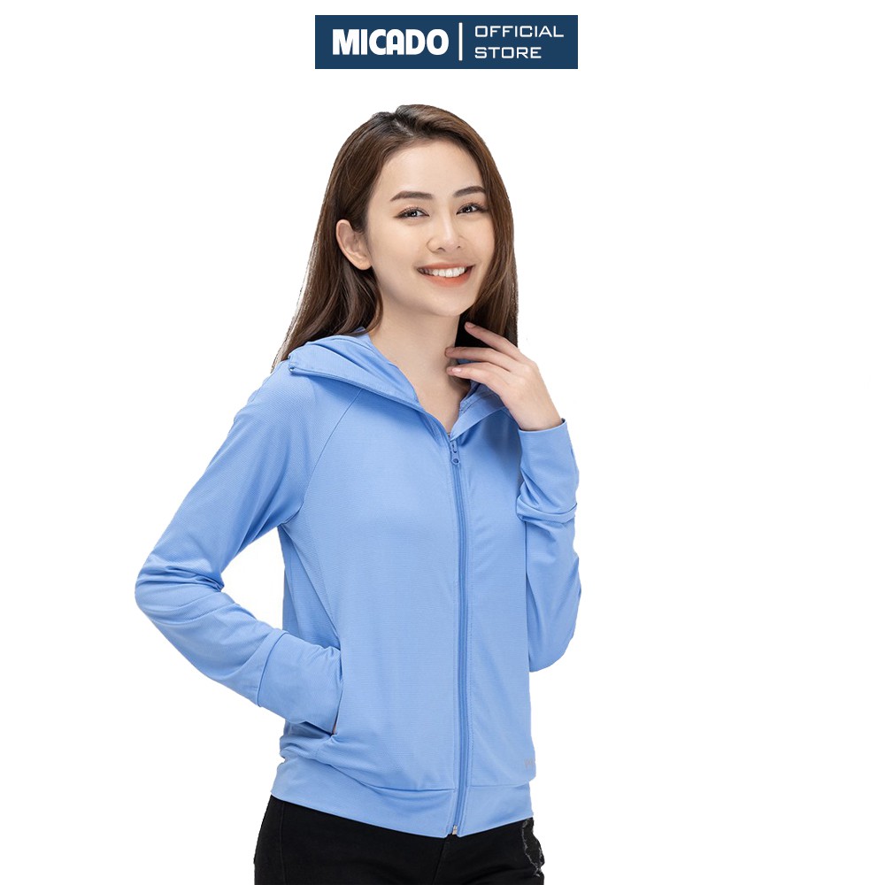 Áo chống nắng nữ vải thông hơi cổ cao thay khẩu trang có túi cuộn tiện lợi Micado