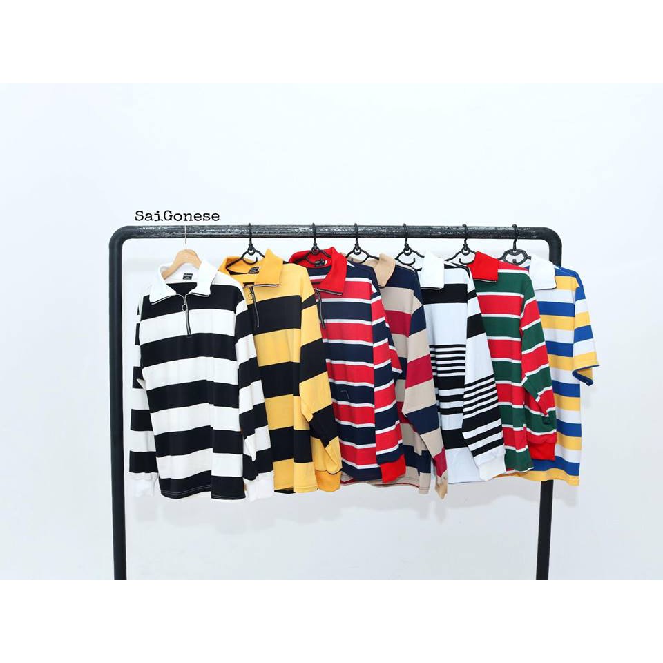 POLO SỌC ZIP VÀNG ĐEN