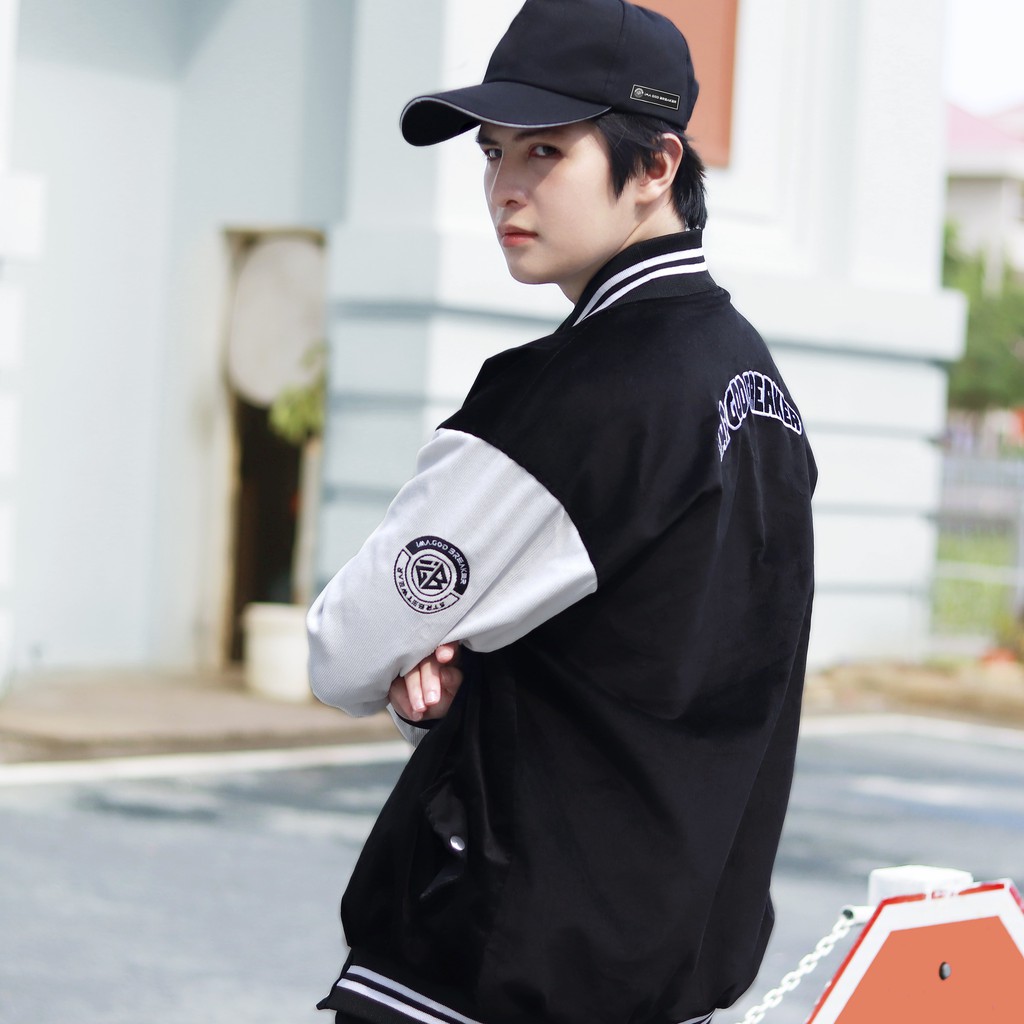 [Mã BMLTA50 giảm 10% đơn 99K] Áo Khoác Bomber Unisex Black White Varsity local brand iMA God Breaker (iGB)