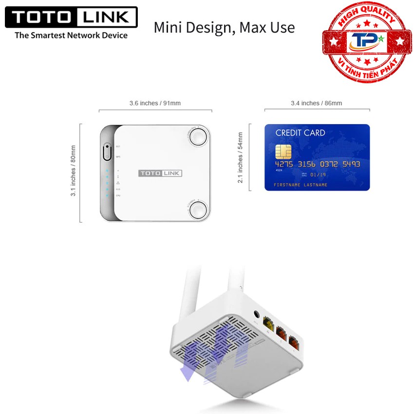 Bộ phát WiFi ToToLink N200RE tốc độ 300Mbps chuẩn N - MiNi Router