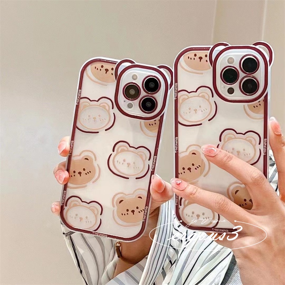 Ốp Điện Thoại Mềm Họa Tiết Gấu Hoạt Hình Sáng Tạo Cho iPhone 14 13 12 11 Pro Max SE2020 X XR Xs Max 7 8 6 6s Plus
