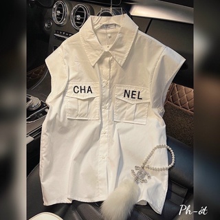 Áo Sơ Mi Nữ Tay Hến Túi Ngực Cha.nel 2 Size SM