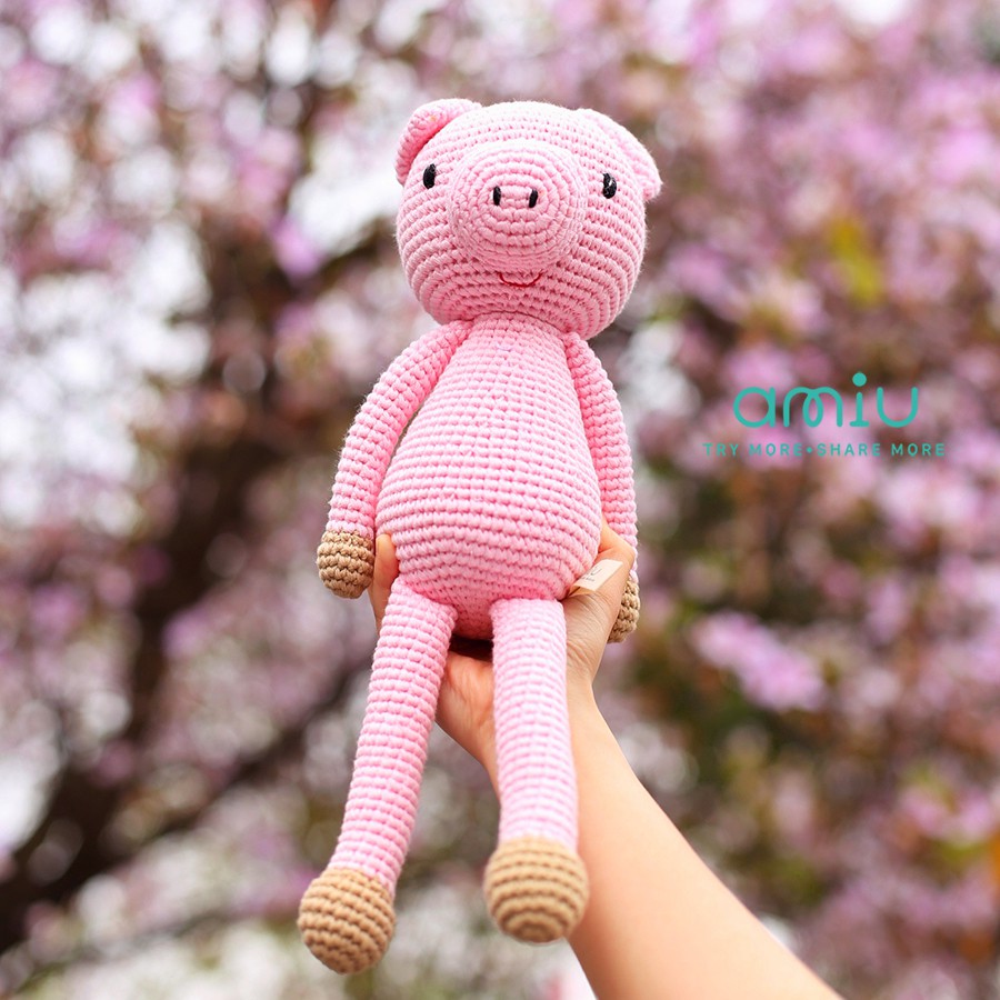 Gấu bông handmade - Lợn Piggy Ehon quà tặng thú len nhồi bông siêu dễ thương cho bé - SP000283