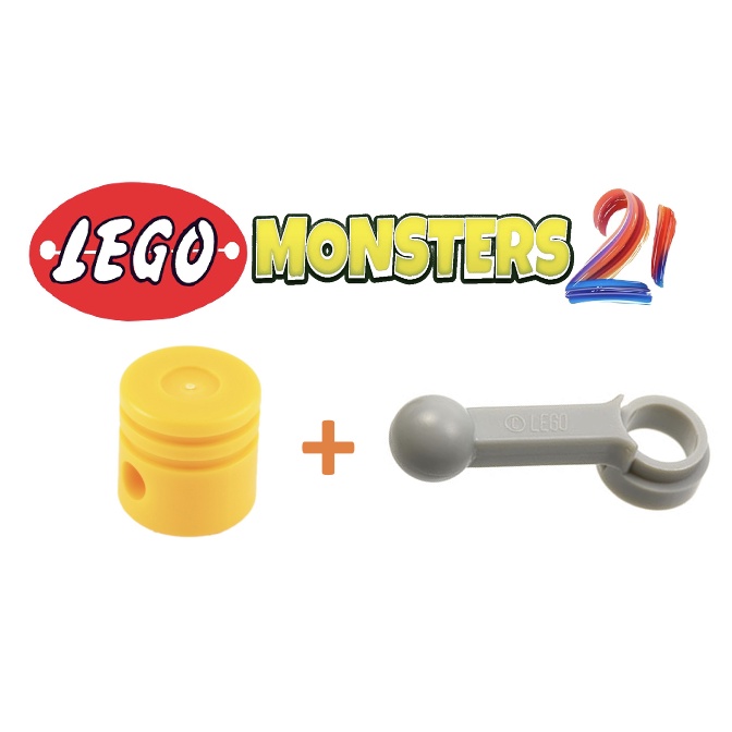 -Lego chính hãng-Technic, Động cơ Piston Màu vàng Thanh kết nối Thanh cũ Màu xám nhạt- ID 2852+2851