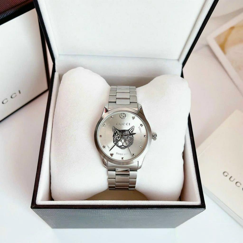 Đồng Hồ Dây Thép Gu.c.c.i Bản Unisex Cho Cả Nam Và Nữ,Size:38mm Full Box Hãng,Phiên Bản Sang Trọng