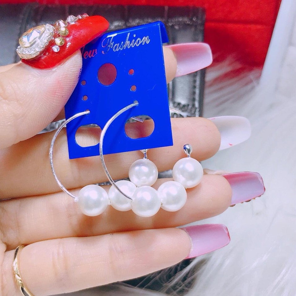 BÔNG TAI NỮ BẠC TA - BÔNG TAI HỞ 3 BI