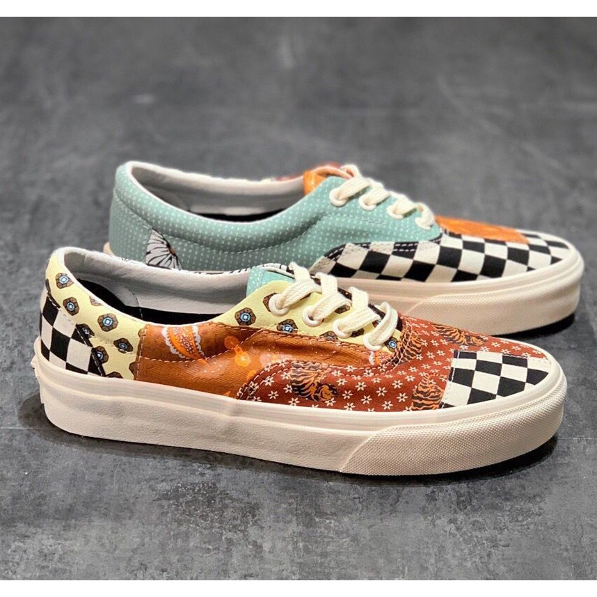Hot! Giày Thể Thao Vans era Vải canvas Cổ Thấp In Họa Tiết Caro Kiểu vintage Dễ Thương Cho Nữ