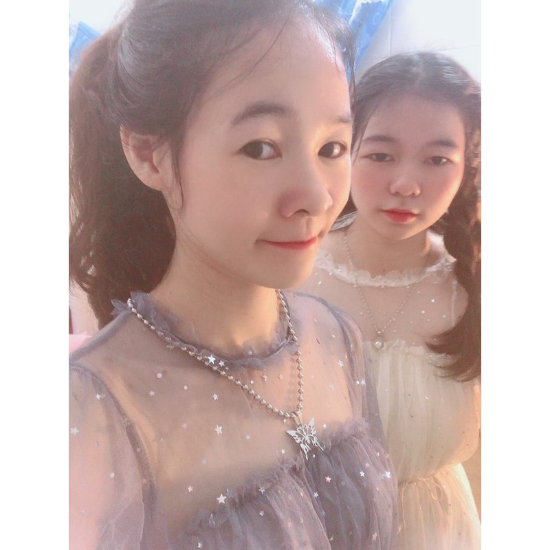 váy ren lưới đính kim sa tiểu thư