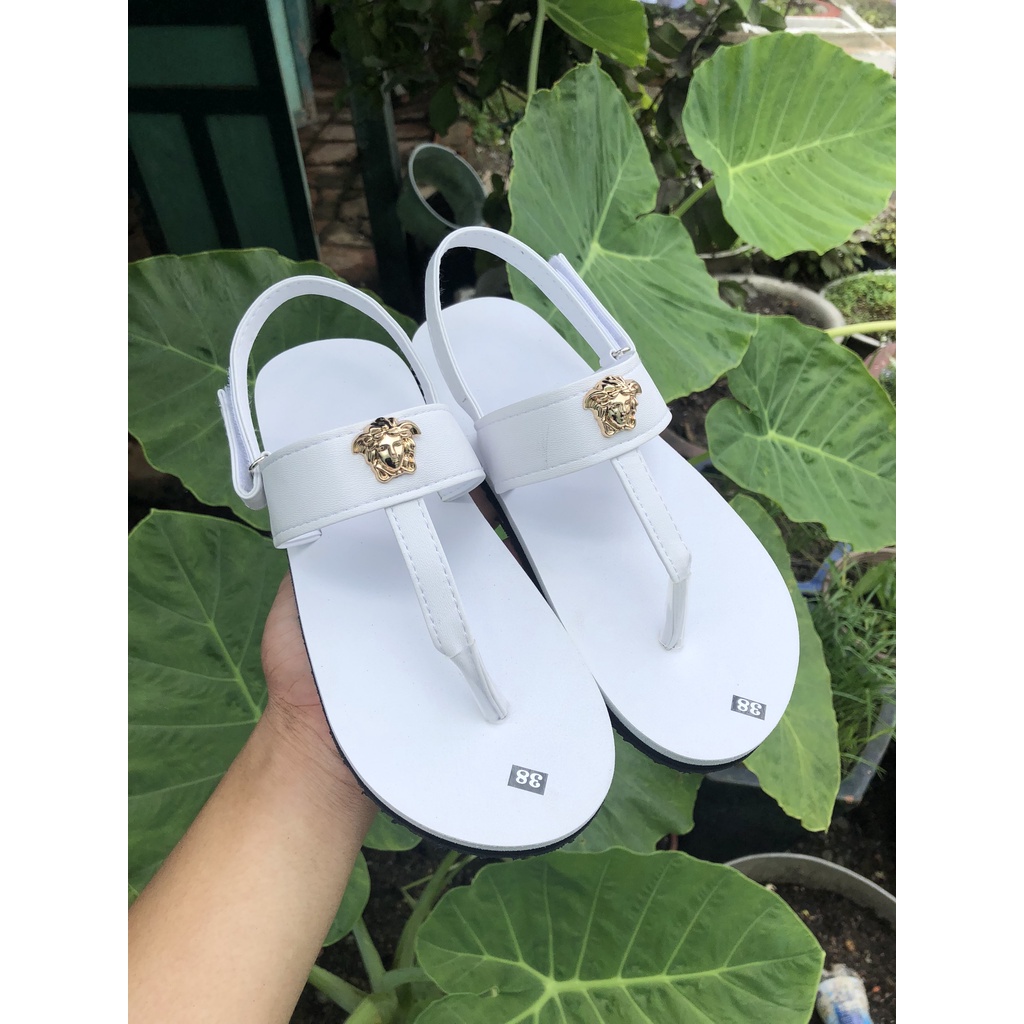 Giày sandal nữ xỏ ngón quai chữ T, Dép quai hậu sỏ ngón đồng nai  Full Trắng size 30-44 Nam nữ