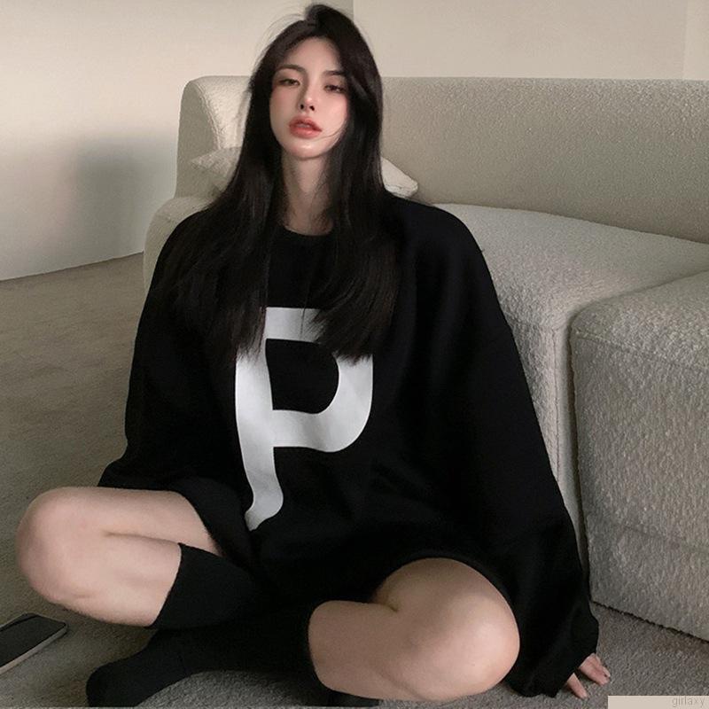 Áo nỉ nữ dài tay cổ tròn thời trang Hàn