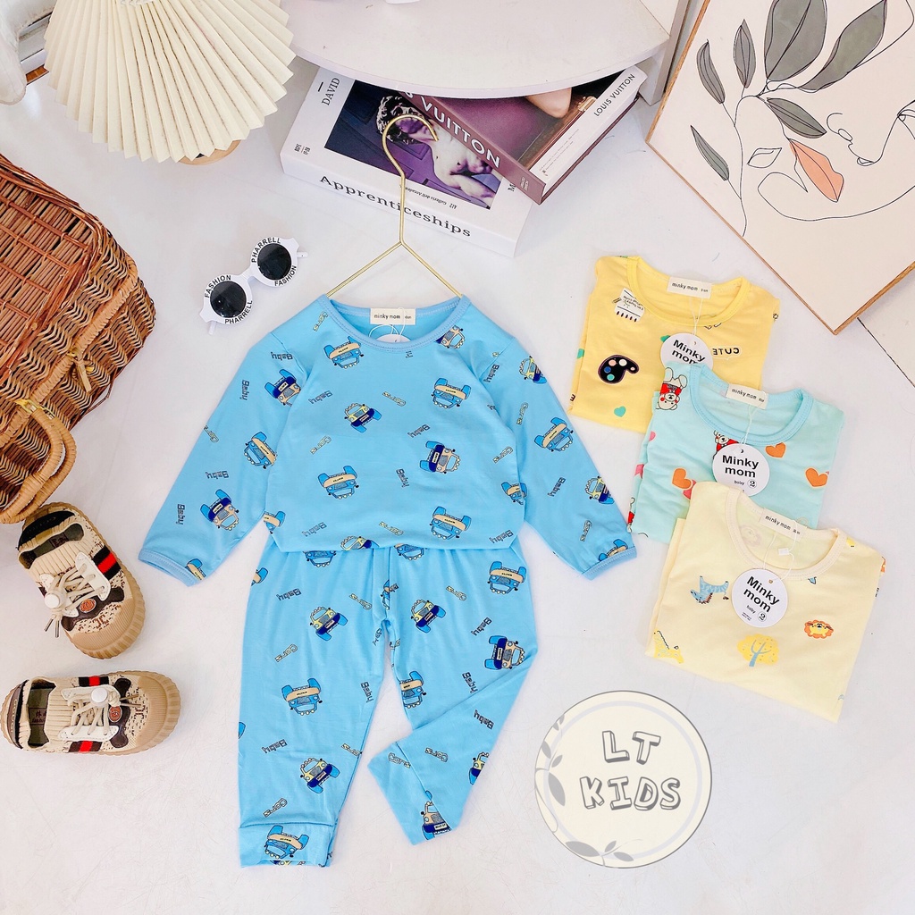 Đồ bộ dài tay cho bé trai bé gái, thời trang áo trẻ em minky mom thun lạnh hàng đẹp7-18kg