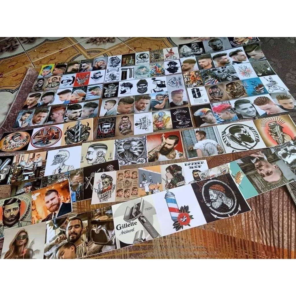 Sticker Trang Trí tiệm cắt tóc 100 tấm