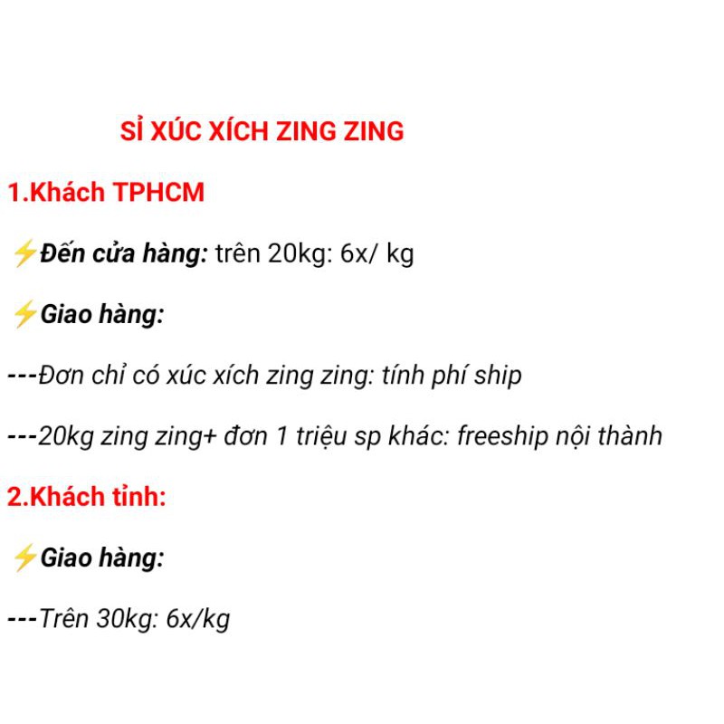 [Mã 77FMCGSALE1 giảm 10% đơn 250K] Xúc xích Zing zing CP 500g( chỉ giao TPHCM) | BigBuy360 - bigbuy360.vn