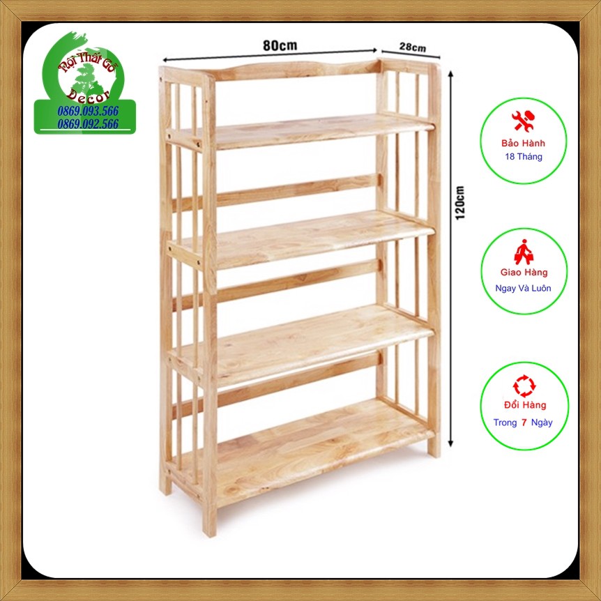 Kệ Sách Gỗ 4 Tầng Rộng 80cm Siêu Đẹp