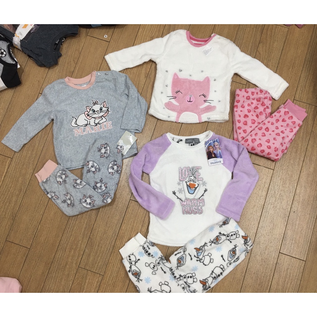 Bộ đồ lông, nỉ băng lông hàng xuất dư hoạt hình cho bé gái 7- 26kg