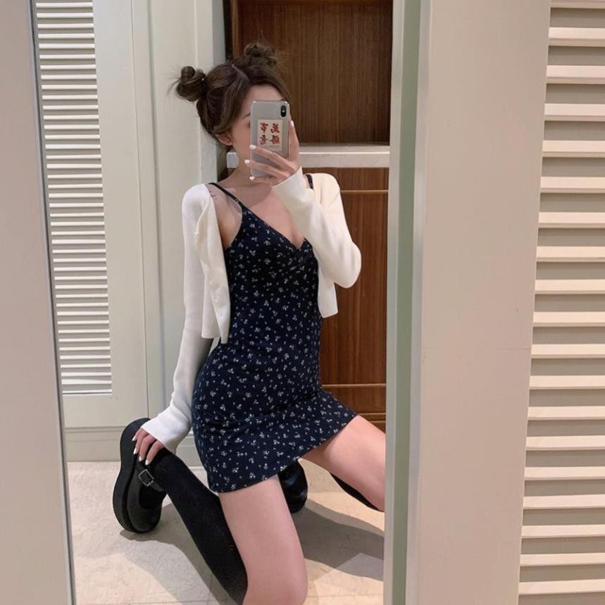 Xiaozhainv Đầm hoa/Áo dài tay màu trắng nữ tính | BigBuy360 - bigbuy360.vn