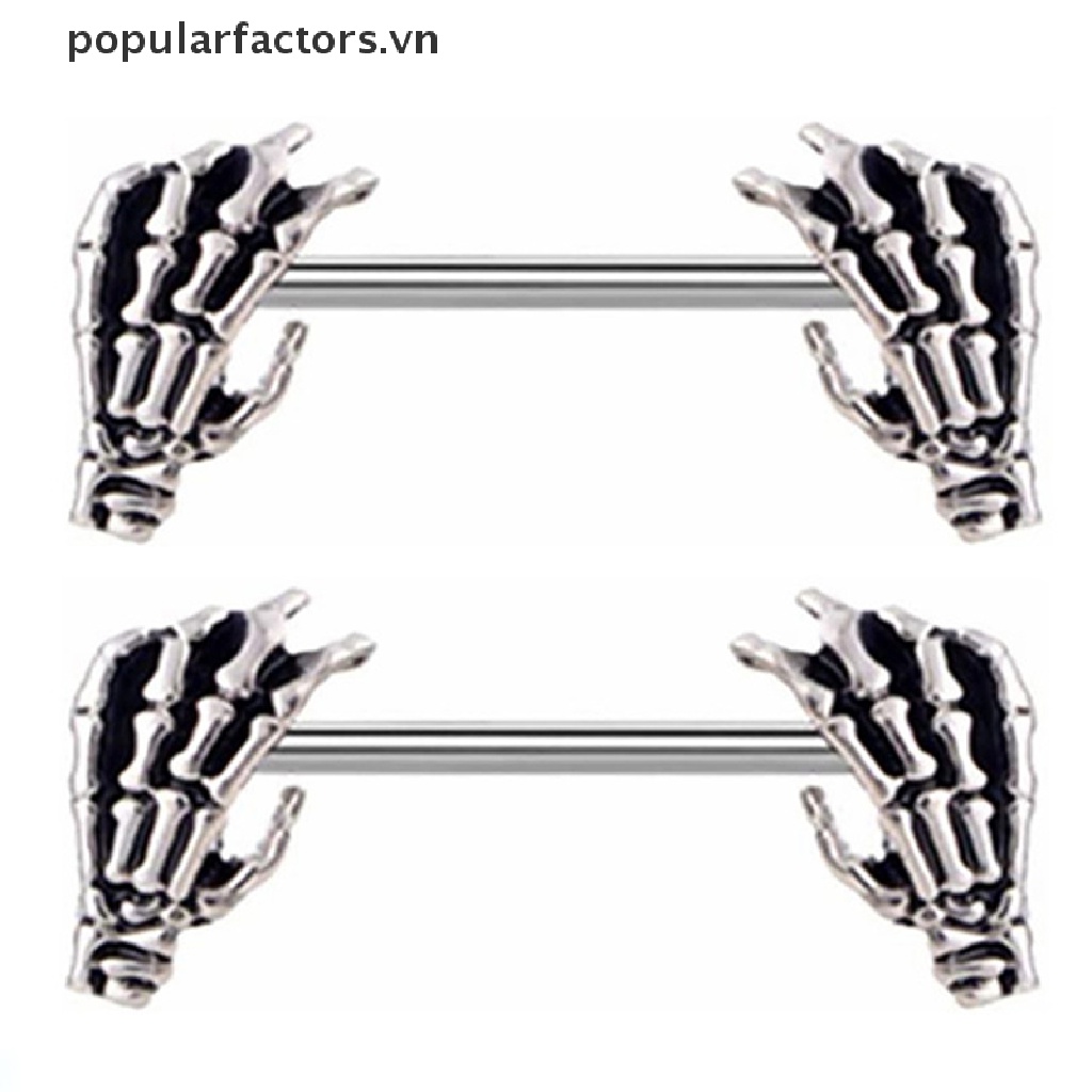 Set 2 Khuyên Nhũ Hoa Bằng Thép Không Gỉ Hình Trái Tim