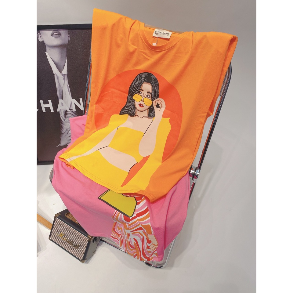 Nhiều mẫu - Áo thun nữ độn vai  Fashion Girl 2 màu hồng và cam chất cotton 100% siêu mịn mát