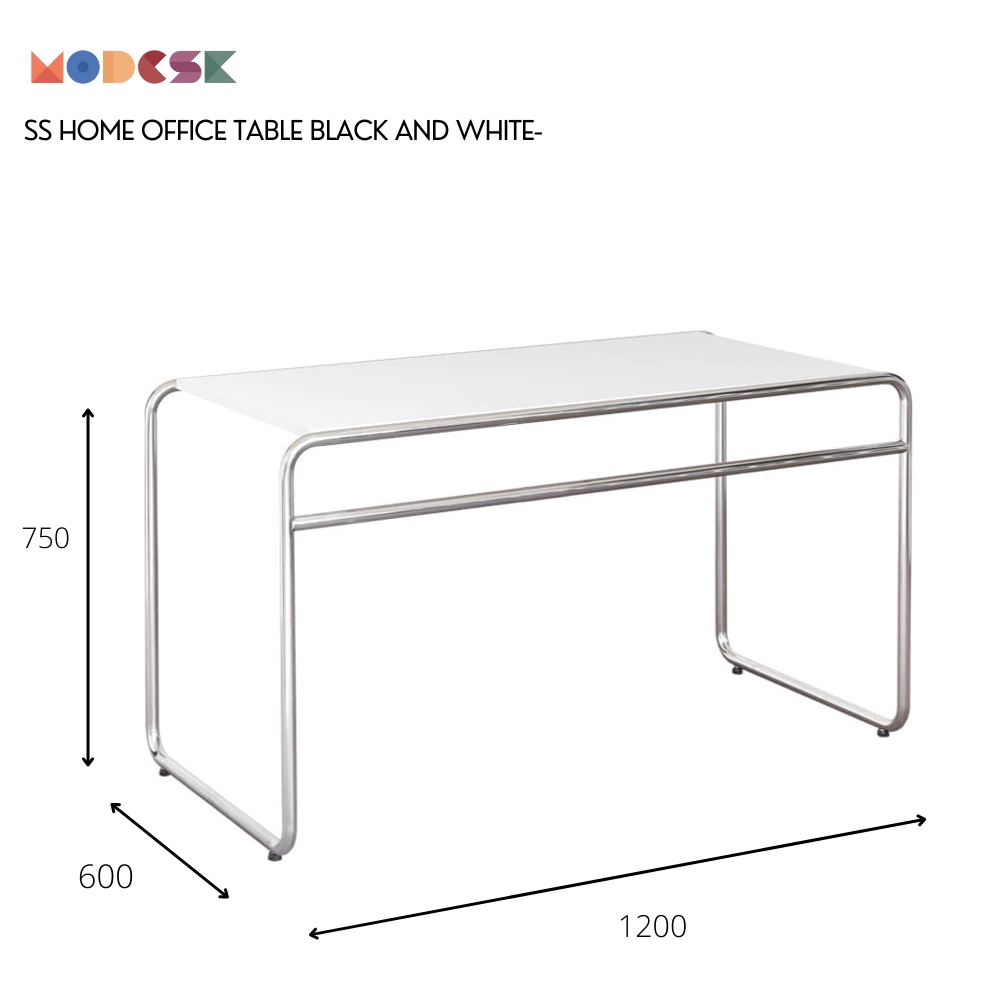 Bàn Studio Làm Việc MODESK SS Home Office Table Black & White Inox 304 Ván MFC An Cường D120xR60xC75cm