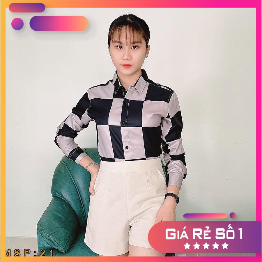 Áo sơ mi nam nữ họa tiết caro nâu đen TSM mã  021